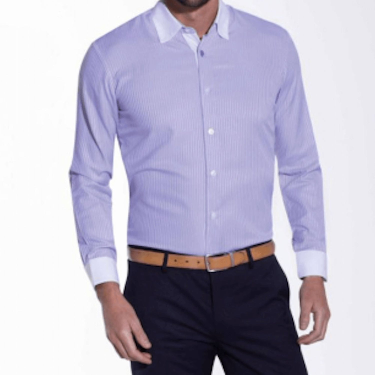 CAMISA AZUL CON BLANCO GALO BERTIN