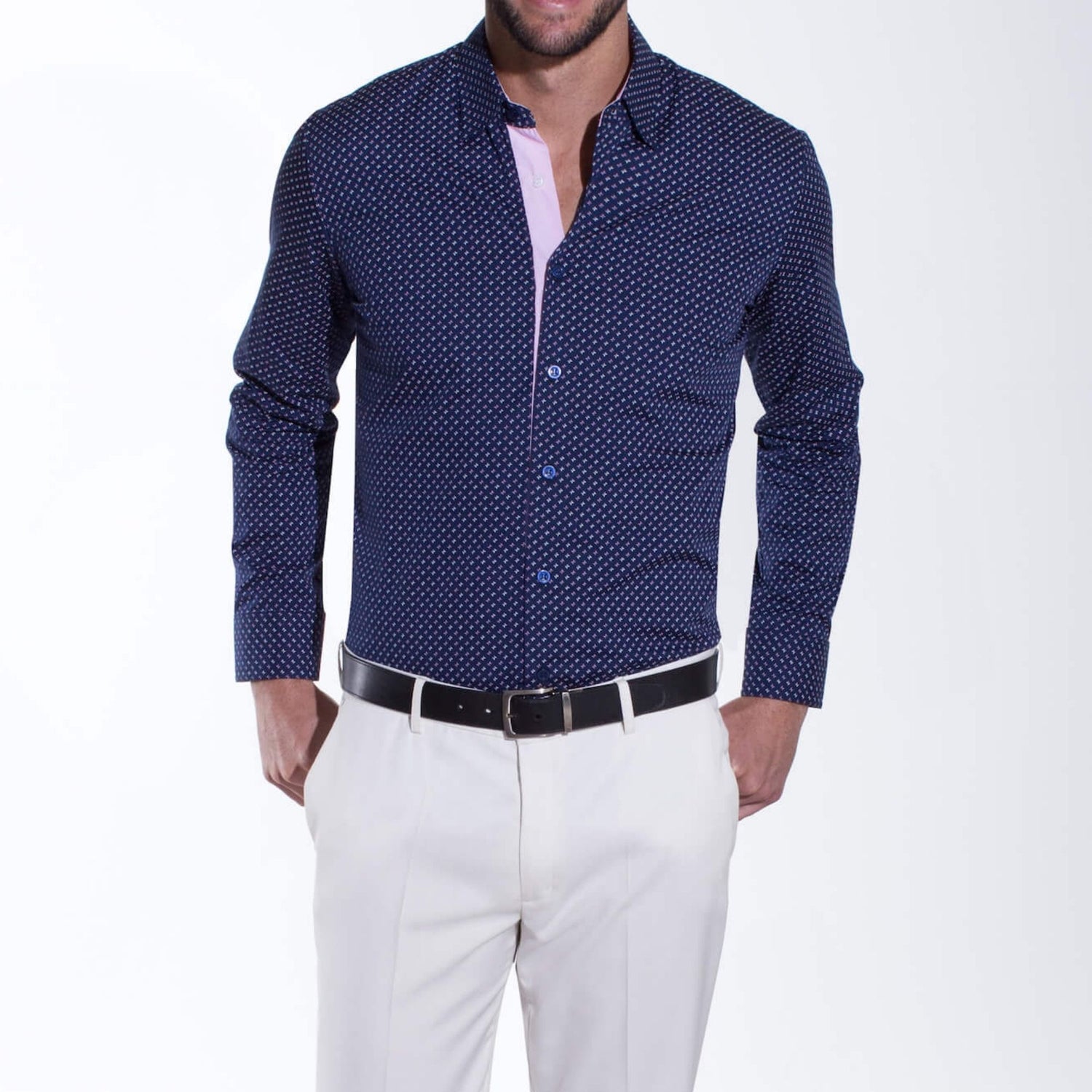 CAMISA AZUL NAVY MARIPOSAS GALO BERTIN