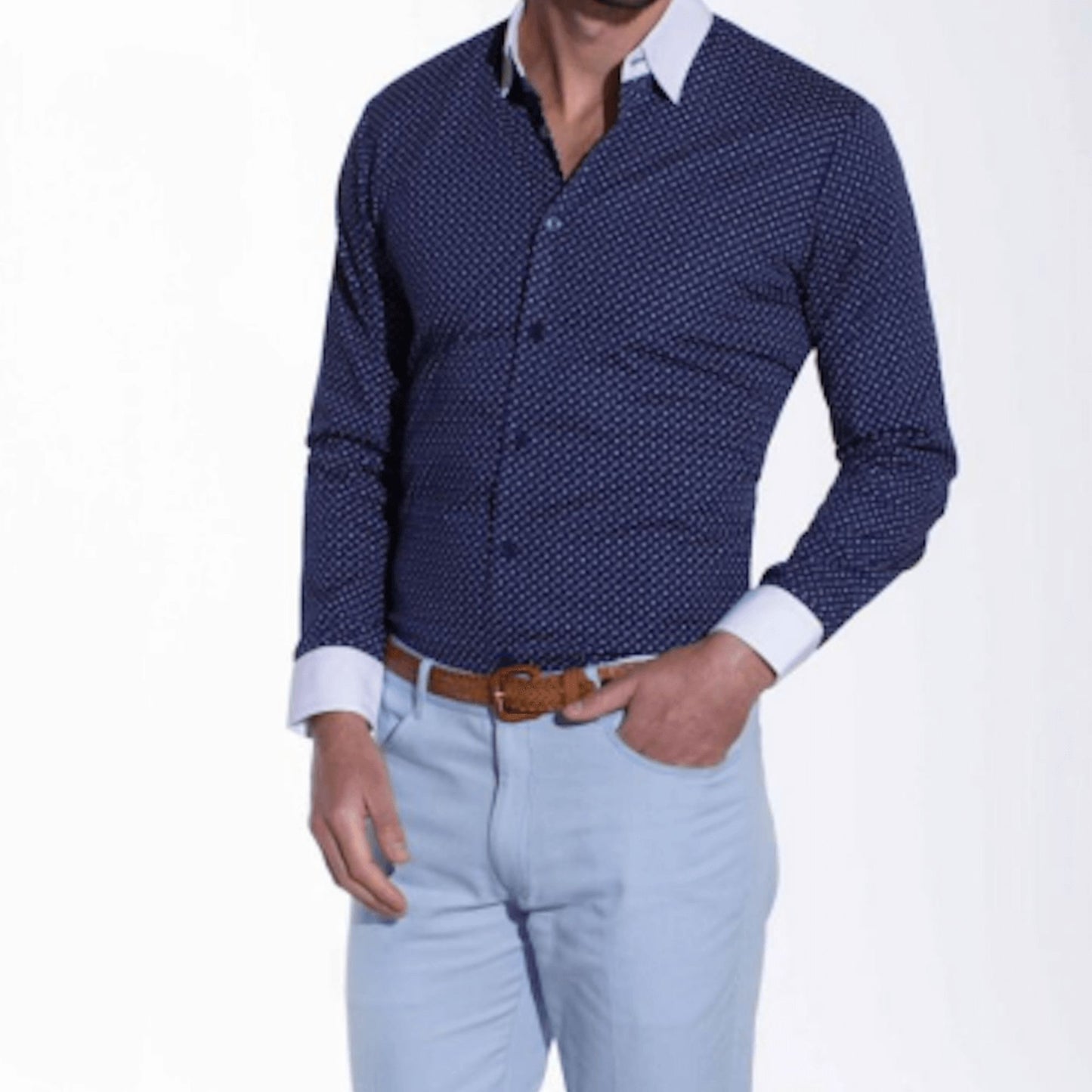 CAMISA AZUL NAVY MARIPOSAS GALO BERTIN