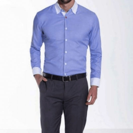 CAMISA AZUL ROMBOS BLANCO