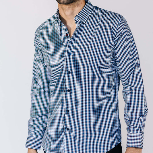 CAMISA VICHY AZUL CAFÉ GALO BERTIN