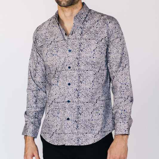 CAMISA GRIS CON ESTAMPADO AZUL GALO BERTIN