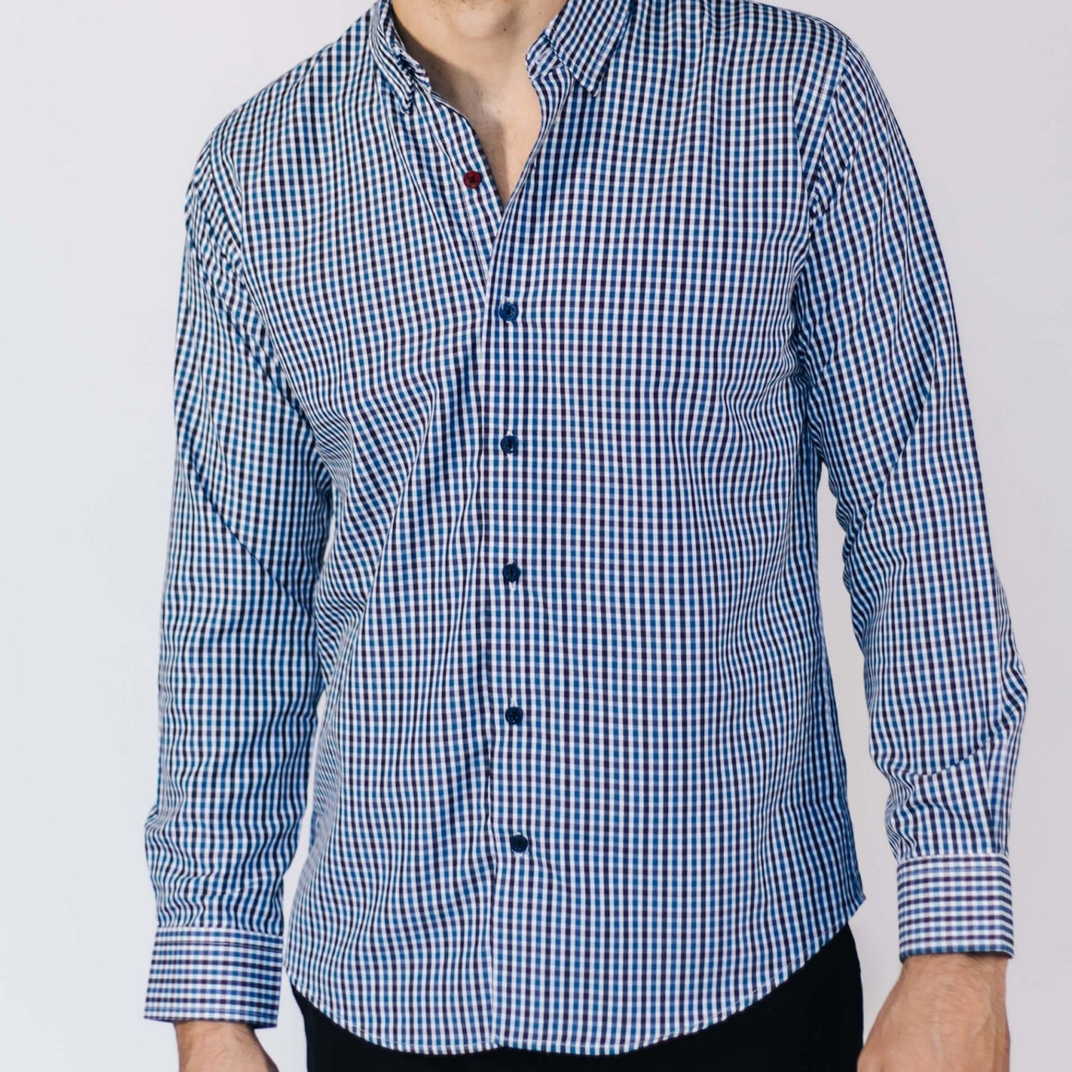 CAMISA VICHY AZUL CAFÉ GALO BERTIN