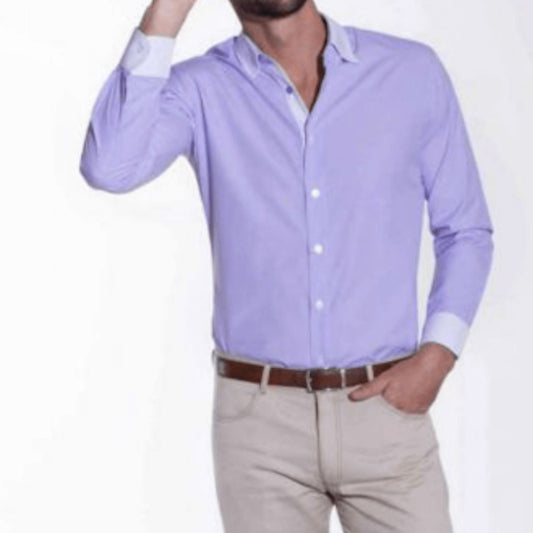 CAMISA LILA CON BLANCO GALO BERTIN