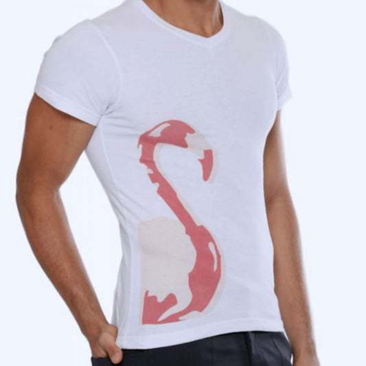 PLAYERA BLANCA FLAMINGO GALO BERTIN